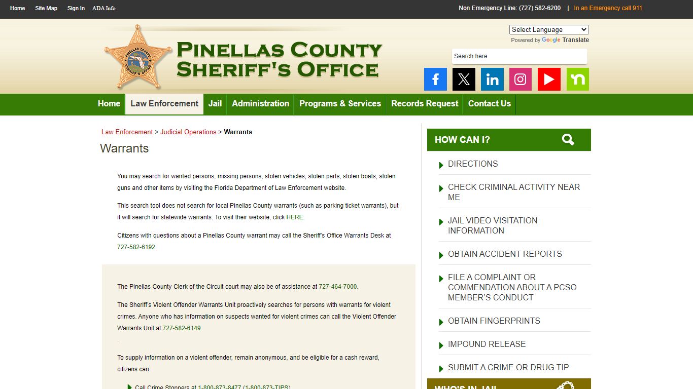Warrants - Pinellas County Sheriff's Office